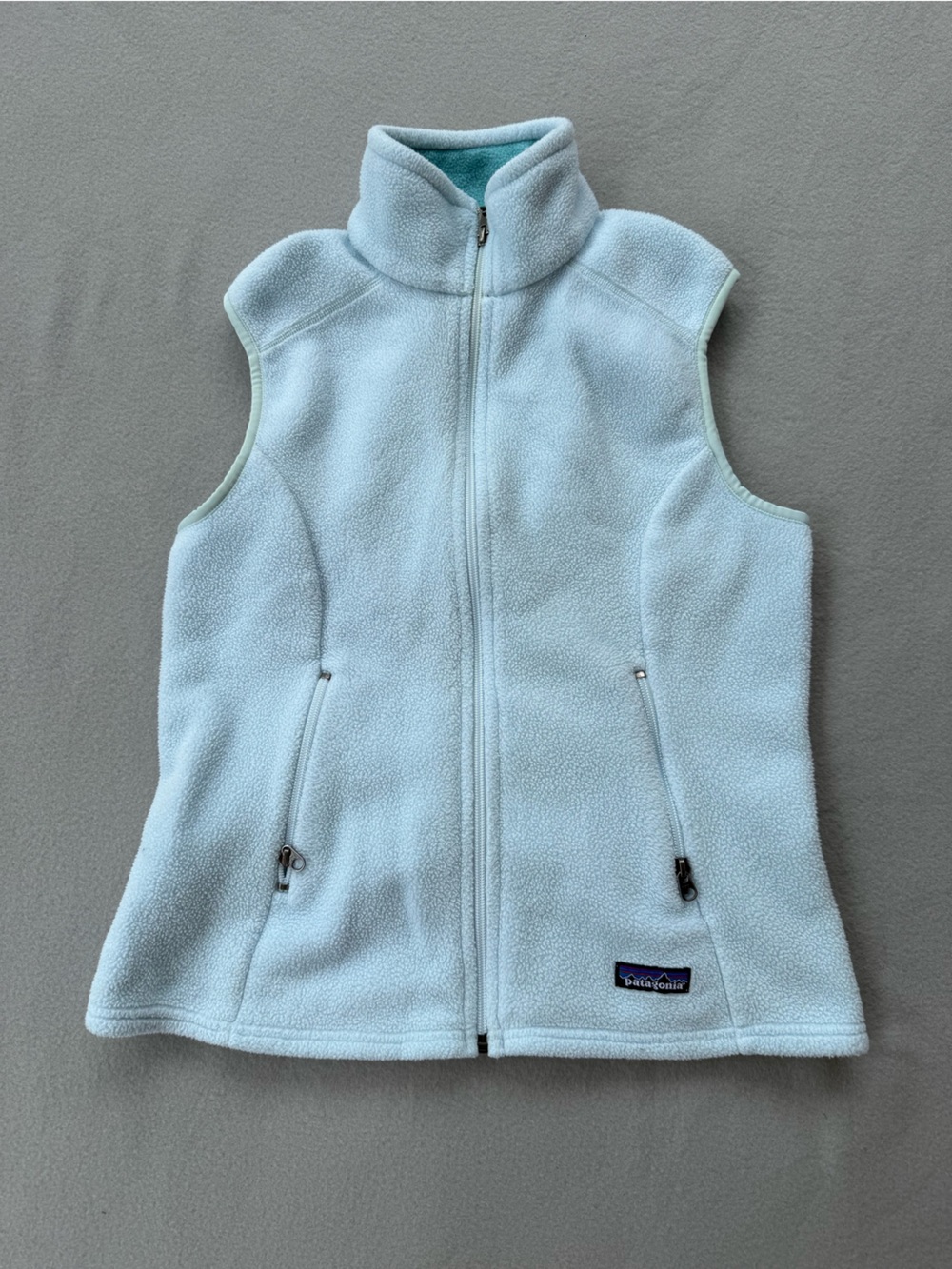 Patagonia Synchilla Vest Women Sz Medium Light Blue Fleece Outdoor Full Zip soft